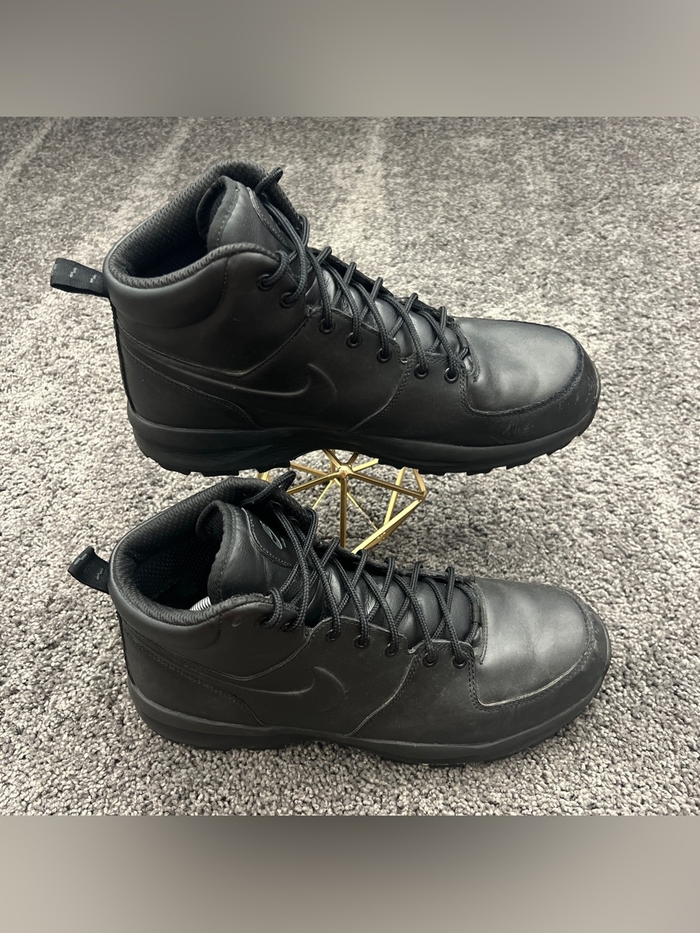 Nike Manoa Mid Men's Size 13 Winter Boots Triple Black Leather 454350-003